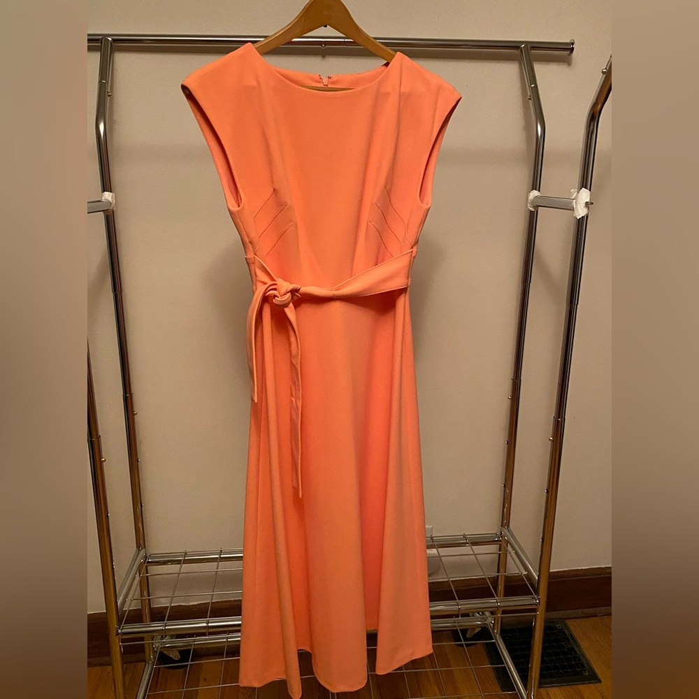 **NWOT**Never worn**Peach-colored Calvin Klein crepe fit and flare dress, Size 2
